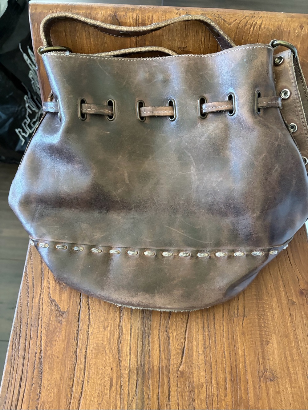 Bed Stu Brown Distressed Leather Hobo Shoulder Bag - Picture 2 of 4